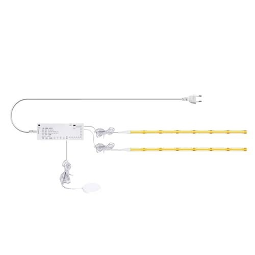 24V COB LED �X�g���b�v�A�}���`�v���O & �^�b�`������t���A�L���r�l�b�g�L�b�`���Ɩ��p�S���e�[�v�A1-6 ��(Neutral White,2X COB STRIP LIGHT_3M_EU POWER PLUG)