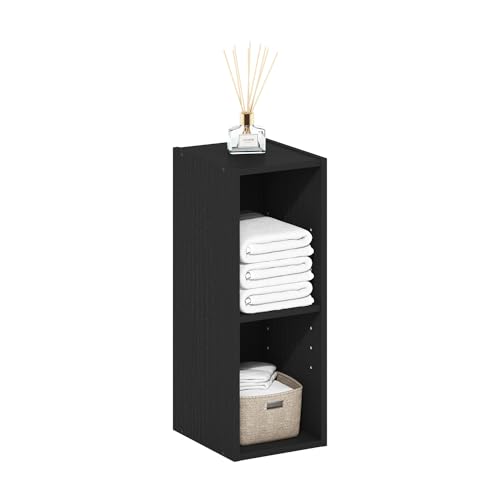Furinno Fulda Book Shelf, 2-Tier Narrow Storage Cabinet, Bookcase with 8-in Width Storage Shelf, 9.3 x 7.9 x 21.2, for Living Room, Bedroom, Home Office, Blackwood - image 1