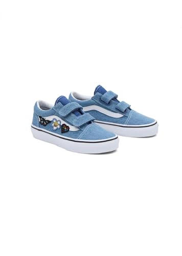 Vans Vans Old Skool V (Little Kid) Sneaker, Denim Navy/True White, 1 US Unisex