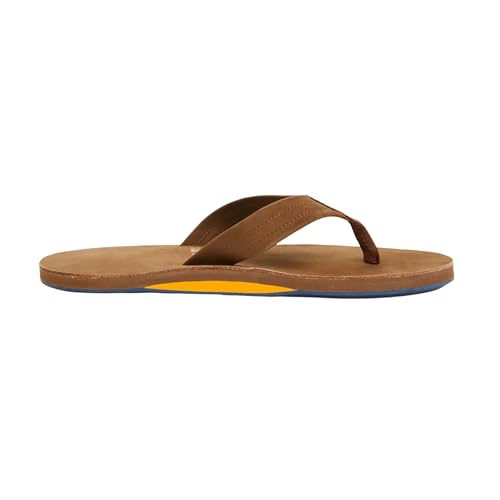 Image of Hari Mari- Fields- Men's Nubuck Leather Flip Flops with Colorful Outsole- No Break Ins, Firm Arch Support, Soft Squeeze Eva Midsole and Beveled Edge to Reduce Tripping