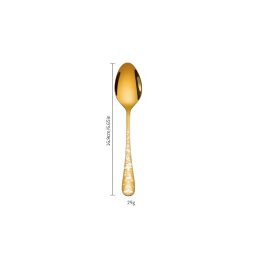 Image of Teaspoon Flatware Set, Premium Food Grade Stainless Steel Tea Spoons, Durable Small Scoop, Mirror Finish & Dishwasher Safe, Cutlery for Kitchen Dessert Spoon Set (6 Pcs Small Spoon, Gold)