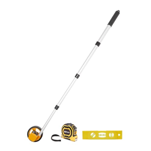 YS YUSON Rolling Measuring Wheel in Feet Digital Measuring Wheel for Construction Walking Measuring Wheel Measure Wheel with Tape Measure and Level Ruler One Key to Reset 4 Inch Up to 9999Ft