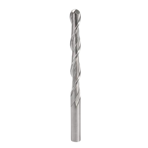 Image of HARFINGTON 2pcs Ball Nose End Mill 6mm Diameter 52mm Cutting Length 6mm Shank High Speed Steel 2 Flutes Spiral Upcut CNC Router Bits