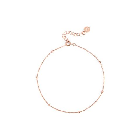 SINGULARU - Anklet Dots - Anklet in 925 Sterling Silver with Rhodium Plated Finish, 18 Kt Gold or 18 Kt Rose Gold - Women's Jewelry - Various Finishes - Made in Spain, Rose Gold Cover