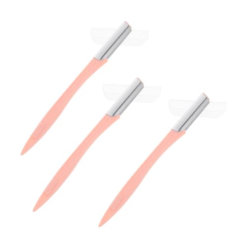 WEKADRIN 3個 ストレートハンドル眉毛トリマー 女性用眉カミソリ 製品 かみそり 髪はさみ 道具 顔眉カミソリ 眉毛カッター 顔の眉毛トリミングツール 化粧眉シェーバー pp ピンク