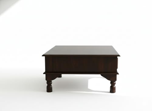 Image of Sheeshsam Wooden Center Coffee Table with Drawers - Solid Wooden Coffee Table for Living Room - Tea Table Teapoy Center Piece for Home Sofa Center Table for Living Room (Walnut, Ryan)