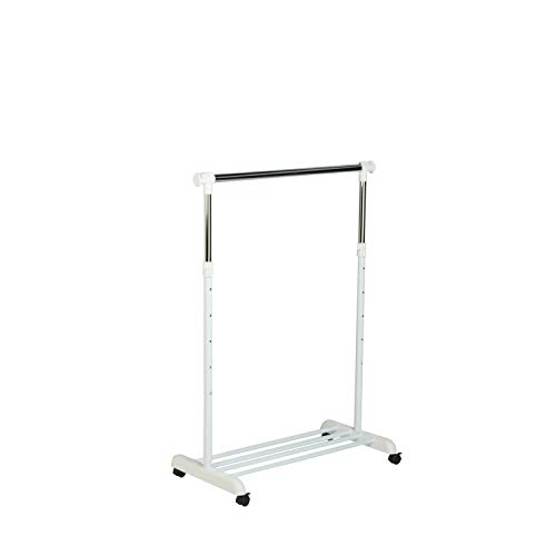 Honey-Can-Do Gar-03265 Adjustable Expandable Garment Rack With Locking Wheels, 34 To 53-Inches,White/Chrome #TOP3
