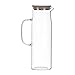 Operitacx Carafe Water Pitcher:. Caldaia trasparente da 2 l, con coperchio in legno, per la cucina, il tè e le feste