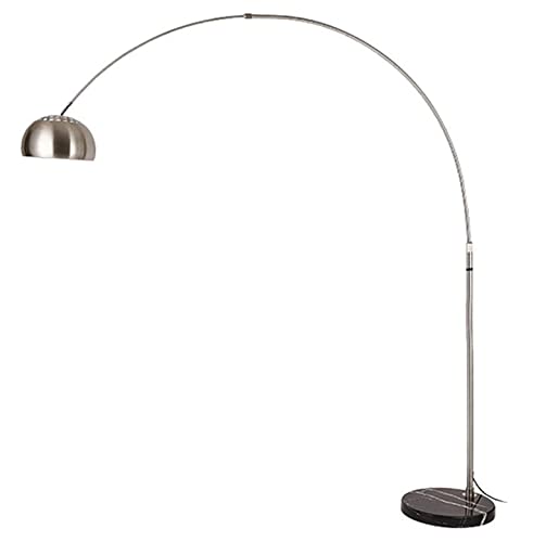DANNMPX Lampara Pies Lámpara De Pie Acero Inoxidable Luz Piso Curvada con Pantalla Cúpula Metal Base Mármol Negro Ajustable para Dormitorio De Salon(170 * 200cm)