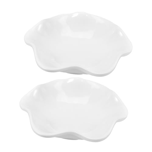 Happyyami 2pcs Imitation Porcelain Dishes Bowl Seasoning Plates Side Dishes Simple Multi-function Dessert Plate Imitation Ceramic Tableware Dinner Accessory White