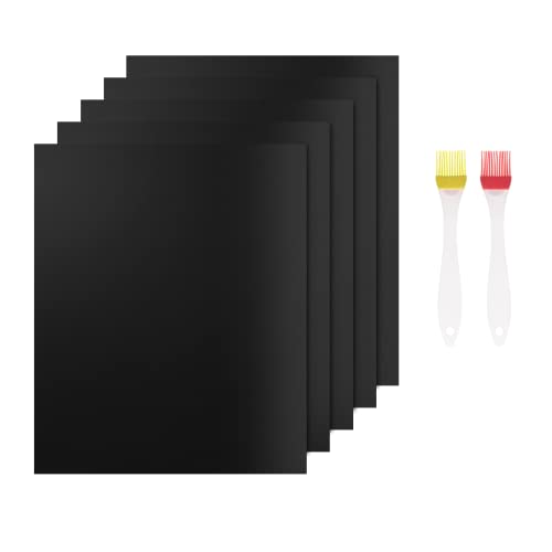 Lot de 5 Tapis de Cuisson Reutilisable, Anti-Adhérent Tapis BBQ Barbecue Plaque Feuille de Cuisson Four Accessoire pour Barbecue à Gaz Charbon Electrique (40...