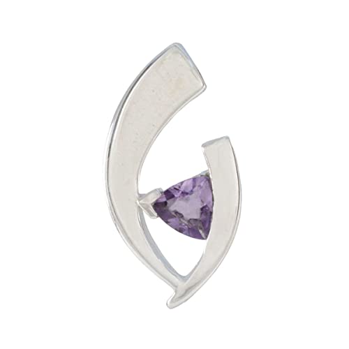 Pendentif améthyste en argent 925 massif avec une taille trillion et serti griffes élégant