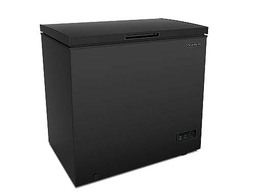 FRIGIDAIRE EFRF7003-BLACK Chest Deep Freezer, 7 Cu. Ft, Black Adjustable Thermostat-Removable Vinyl Coated Wire Basket-Easy Defrost Drain