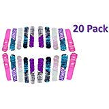 GSM Brands Mermaid Bracelet - Reversible Sequin - Multi-Color Fashion Party Favor - Velvet Lining - Slap Style - 20 Pack