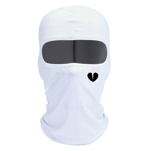 Balaclava Sun/uv face mask Ski Mask Full Face Cover UV Protection Balaclava Winter Neck Gaiter for Men Outdoor Sports Cycling Hood Heart-White THK13