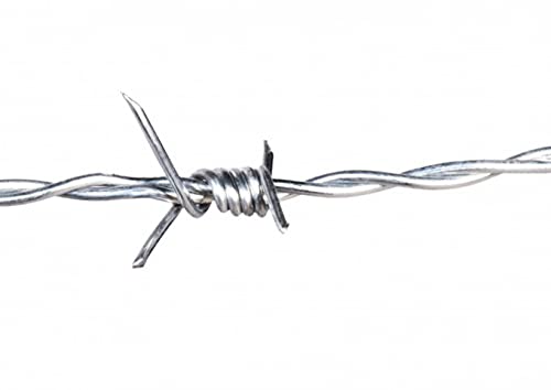 Alambre de Espino Galvanizado | Alta Resistencia | Púas de 4 Puntas | Distancia entre Púas 10 cm | 250 m | Diámetro 1,6 mm