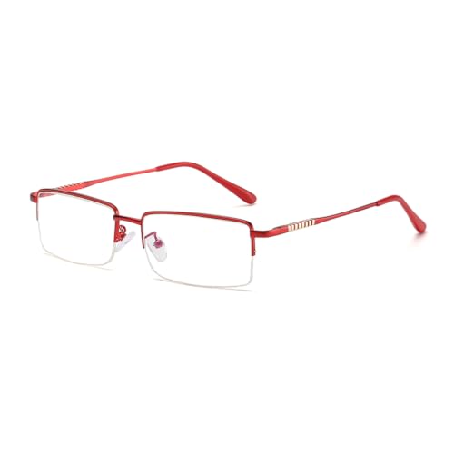 Image of Rectangle Men's Semi Rimless Metal Blue Light Blocking Glasses | Non prescription Anti Bluelight Business Half Rimless Clear Lens Wire Frame Glasses,Computer,Touch Screen,Fashion