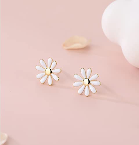Reffeer Solid 925 Sterling Silver Daisy Flower Stud Earrings Spring for Women Teens Daisy Stud Earrings Flower3