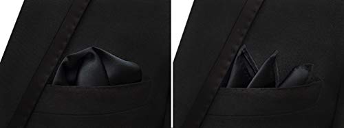 MOHSLEE Mens Black Silk Suit Cravat Tie Woven Self Fancy Ascot Necktie Hanky Set