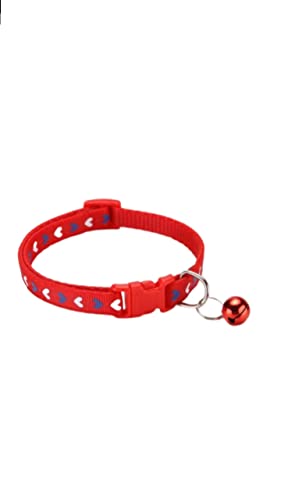 Image of Cat Collars Breakaway with Bell & Love Design,Kitten & Small Dogs Soft Adjustable,Safe,Solid & Protection for Cats & Puppies,Cute Kitty Neckband with Love Design - (RED),140x20 cm