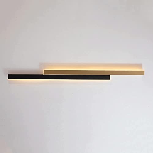 Plafonnier LED noir long strip moderne 3000K pour mur de salon et couloir