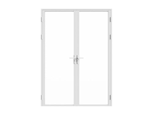 Vente-unique-Bloque de puerta doble reversible de aluminio y vidrio templado - 2 x Alt. 204 x An. 83 cm - Blanco - LOXTON