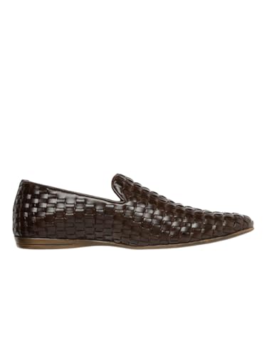 Image of San Frissco Leather Basketweave Handcrafted Leather Slip-Ons Regular Styling Cushioned Footbed|Comfortable Fashionable Stylish Flexible for Men