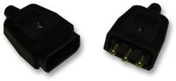 Advanced-Technology PERMAPLUG NC10/3 BLACK 3 PIN IN-LINE CONNECTOR - Pack of 1 10A In-Line Power Connector