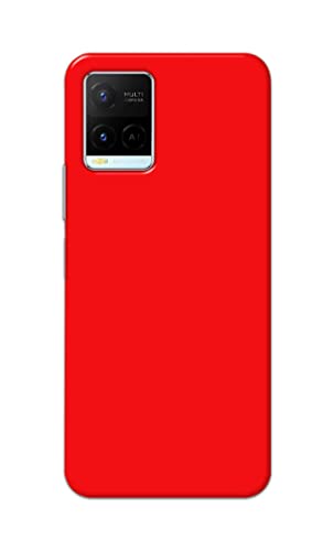 Image of Printed Hard Back Cover Case for Vivo Y21 | Y21T | Y21s | Y21e | Y21A | Y21G Back Cover (Plain Red) -1803