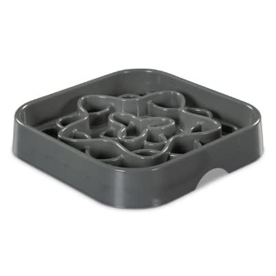 Messy-Mutts-Interactive-Square-Slow-Feeder-Cool-Grey-8-Cup-11-x-11-Square-Puzzle-Slow-Feeder-for-Dogs-Enrichment-Food-Dish-for-Slow-Eating-Bloating Messy Mutts Interactive Square Slow Feeder Cool Grey 8 Cup 11 x 11 Square Puzzle Slow Feeder for Dogs Enrichment Food Dish for Slow Eating Bloating