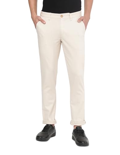 Image of Arvind Men Beige Modern Fit Chinos