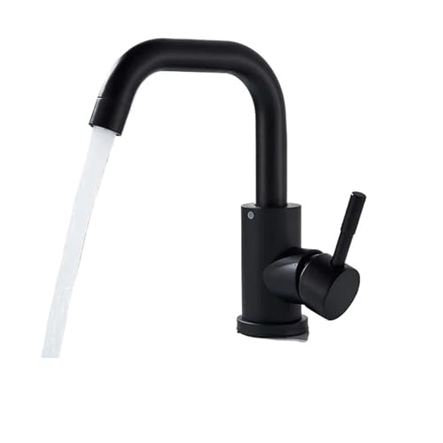 Robinet de lavabo de salle de bains mitigeur évier noir mat acier inoxydable chaud froid - 2