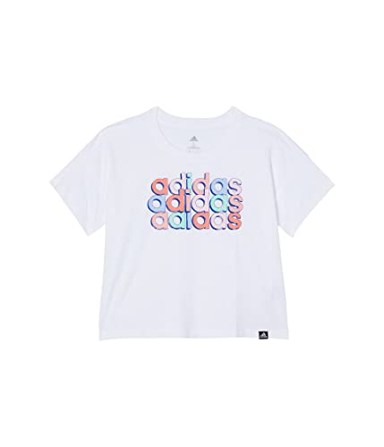 adidas Kids Short Sleeve Loose Box Tee Shirt for Big Kids - Graphic Print, and Ribbed Crew Neckline