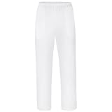 DiULi Pantalon Infirmière Confortable, Pantalon Médical Femme Homme à Taille Élastique avec 2 Poches, en Coton Polyester Doux, pour Aides Soignantes et Personnel soignant en Clinique, Blanc XXL