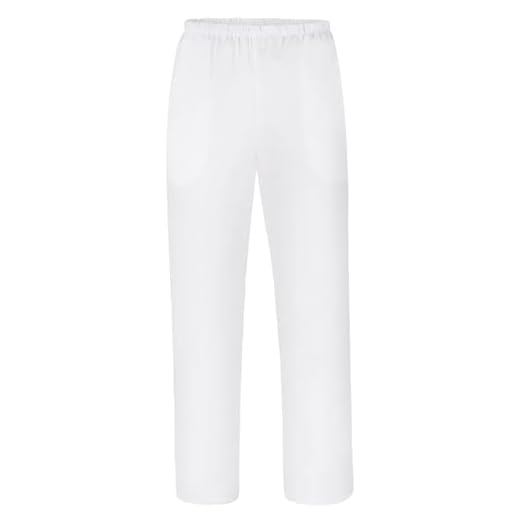 DiULi Medizinische Schlupfhose Arbeitshose Unisex, Baumwolle Krankenhaus Uniformhose mit Elastischem Bund, Pflegehose für Klinik und Pflege Praxis (Weiß,M)