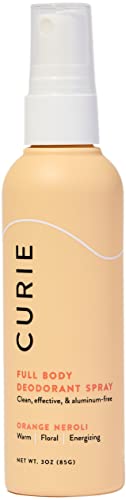 Curie Full Body Spray Deodorant for Men and Women, Aluminum Free Deodorant with No Baking Soda, 3oz (Orange Neroli)