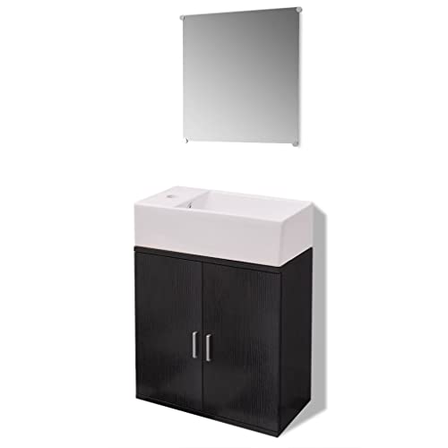 Juego de muebles de baño y lavabo de tres piezas negro para un oasis urbano 3