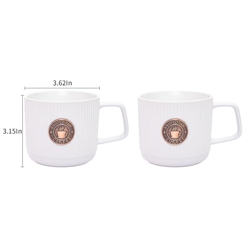 Topadorn Ceramic Cups Set of 2 for Kitchen and Cafe - 13oz Porcelain Cappuccino Mug, Coffee Mug, Espresso Mug - Perfect