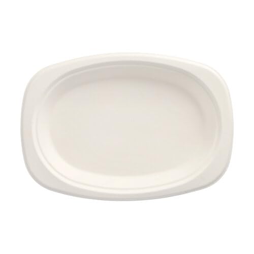 500 platos ovalados de caña de azúcar 'pure' 23 cm x 16 cm x 2 cm blanco