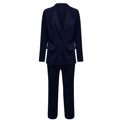 Aniywn Blazer Sets Women 2 Piece Outfits Dressy Business Work Jacket Outfits Casual Pant Suits Plus Size Wide Pants Suit Set2