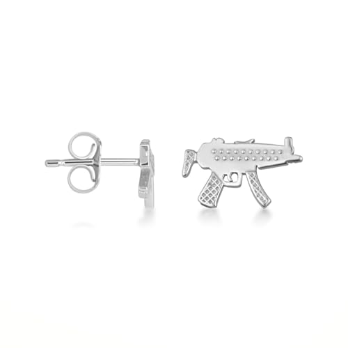 Women's .925 Sterling Silver Machine Gun Stud Earrings or Drop Huggie Hoop Earrings