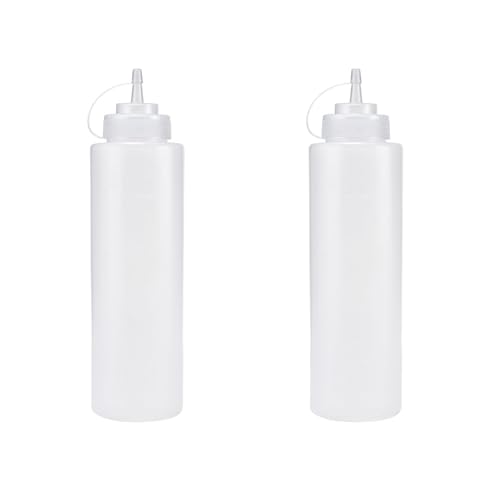 Yuannee Squeeze Flasche,2 PCS 8oz Plastik Quetschflasche Dosierflasche mit Kappen Pigment Quetschflasche Kein Leck Condiment Flaschen für Malen Backen Ketchup Scharfe Soßen Olivenöl Sirup 240ML