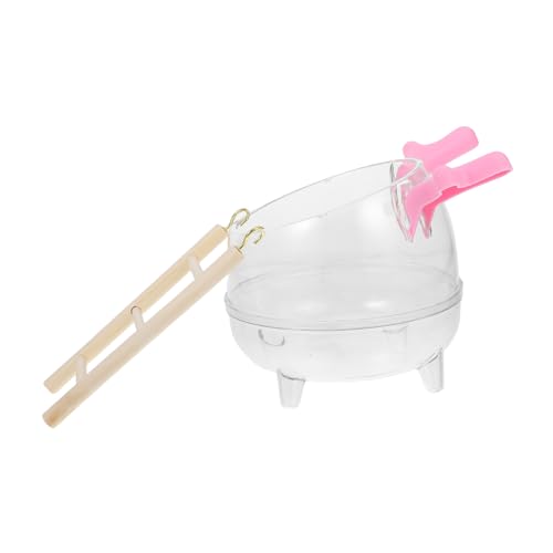 BAZEITFLOW Contenedor Baño Hámster con Caja Arena y Bañera Desmontable para Higiene y Comodidad Kit Completo para Jaulas Mascotas Pequeñas Rosa con Escalera
