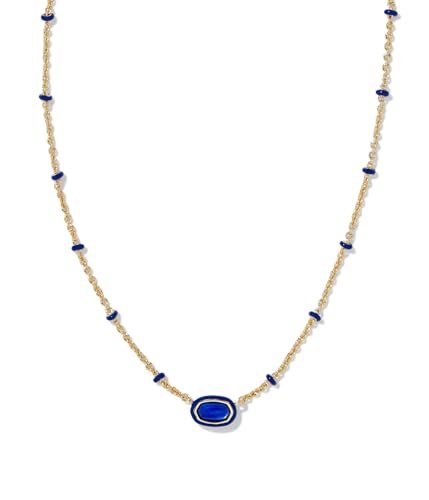 Kendra Scott, Womens, Mini Elisa Enamel Frame Short Pendant Necklace, Gold Cobalt Illusion, One Size