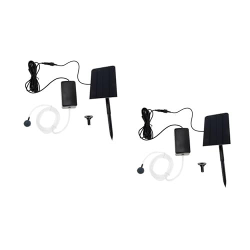 Milisten 2 Sätze Solare Sauerstoffpumpe Pool-Teich Aquarium Fisch tragbar klein sauerstoffpumpe solar solar-teichpumpen -Luftpumpe Oxygenierungspumpe Solarbetriebene Poolpumpe Abs Black