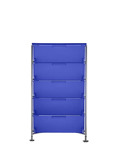 Kartell Mobil, Mobile Contenitore, 5 cassetti, Senza Ruote, Cobalto