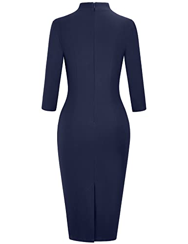 MUXXN Women's 1950s Retro 3/4 Sleeve V Neck Midi Sheath Vintage Cocktail Work Pencil Dresses4