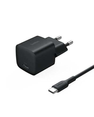 Belkin Caricatore USB-C da 25 W con cavo tipo C da 60 W (1 metro), ricarica rapida USBC PD 3.0 con PPS per Apple iPhone 16 Series, iPad Pro, Samsung Galaxy S25, Nintendo Switch e altri, nero