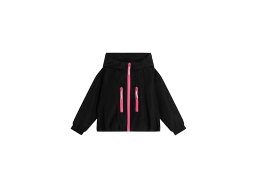 Girls Jacket Waterproof Windbreaker Color Block Hooded Jackets Zip Up Kids RainCoats With Pockets