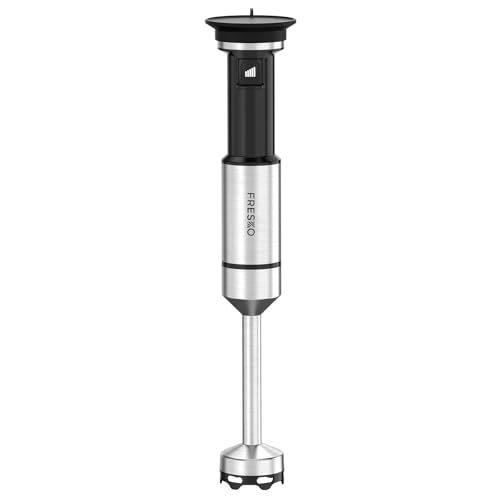 FRESKO Batidora de Mano 1000W, Velocidad Variable, Brazo Acero Inoxidable con Protector para Ollas, para Papillas, Sopas, Batidos, Purés y Salsas, Negro
